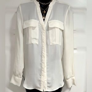 Women’s H&M cream button down top with gold accents.  Size 2